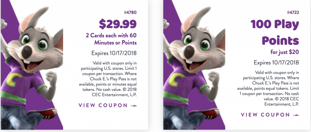 Chuck E Cheese Printable Coupons October 2018 + Free Tokens and Tickets