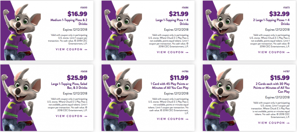 Chuck E Cheese Printable Coupons December 2018 + Free Tokens and Tickets